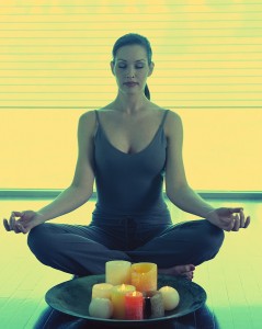 woman sitting in meditation